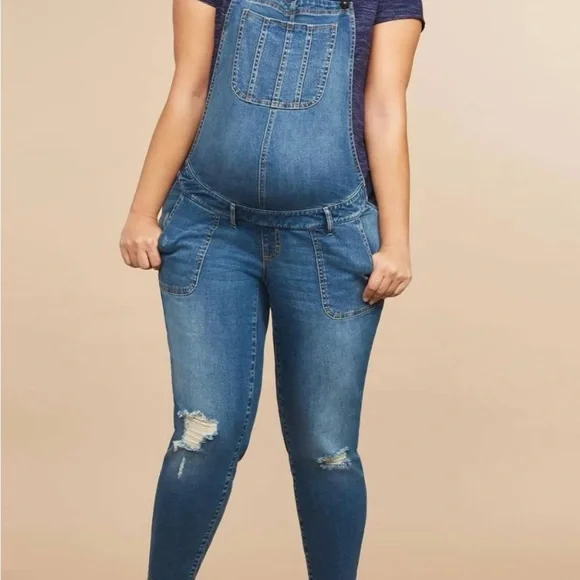 Motherhood Maternity Indigo Blues Jean Overalls NWT, Size XS - Picture 6 of 6